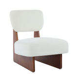 Modern Beige Lounge Chair with Polyester Upholstery, Sturdy Wood Base With Walnut Finish, N767P241702W