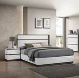 Contemporary 1pc Nightstand White Color High Gloss Finish w/ Metallic Accents Bedside Table w USB B011P158089