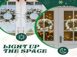 2 Pack 18in Pre-lit Snow Flocked Christmas Wreath, Lighted Artificial Xmas Wreath with 60 Warm 97206067