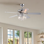 ZUN 52 Inch Crystal Chandelier Fan Dual Finish Reversible Blades, Fandelier,Ceiling Fan With Remote W1592P182912