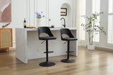 ZUN Bar Stools Set of 2 Modern Black PU Counter Height Barstool, High Padded Swivel Adjustable Barstools W794P193331