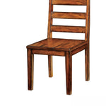 ZUN Tobacco Oak Finish Solid wood Industrial Style Kitchen Set of 2 Chairs Ladder Back Chairs B011P148640