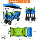 Collapsible Wagon cart with Removable Canopy, Large All Terrain Wheels, Brake, Adjustable 85122859