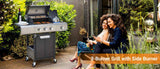 Propane Grill 3 Burner Barbecue Grill Stainless Steel Gas Grill with Side Burner and Cover for W1650P205086