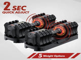 Adjustable Dumbbell of 22.5LB-1Sec Adjustable Dumbbell Weights-5 in 1 Free Weights Dumbbells 80239668