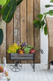 24.4x12.6x15.4" Rustic Black Trolley Cart Plant Stand, Planter W2078P322246