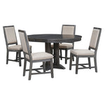 ZUN 5-Piece Set Extendable Round Table and 4 Upholstered Chairs Farmhouse Set for Kitchen, 70221915