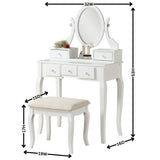 ZUN Ashley Wood Make-Up Vanity Table and Stool Set, White T2574P163837