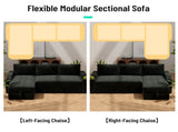 Convertible Corduroy L-shaped Sectional Bed With Storage & Cup Holder Armrest Modern Sleeper 94072464