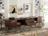 70 Inch Mid Century Modern TV Stand, TV Stand for 80 Inch TV, TV Stand with Tambour Doors, Fluted N710P419840P