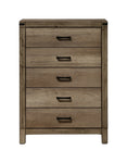 ZUN 1pc Contemporary Five Drawer Chest Bedroom Solid Wood Wooden Brown Melamine Finish Rustic B011P228965