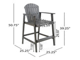 Outdoor Acacia Wood Adirondack Barstools, Set of 2, Dark Gray 61680.00DGRY