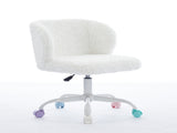 A&A Furniture Office,Artificial rabbit hair Home Office with Metal Base,Adjustable Desk W1143P324154
