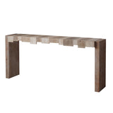 Rustic Modern Manufactured Wood Console Table with Step-Block Design W2729P239169