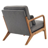 Oak Armrest Oak Upholstered Single Lounge Chair Indoor Lounge Chair Dark Grey 17272557