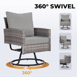 3-Piece Wicker Patio Furniture Set Rattan Swivel Chairs with Coffee Table, Outdoor Seating for T2712P307556