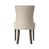 Set of 2 Fabric Upholstered Dining Chairs, Beige and Weathered Oak B016P315231