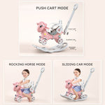 ZUN Rocking Horse Toddlers, Balance Bike Ride On Toys with Push Handle, Backrest and Balance Board 99552649