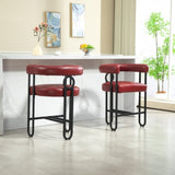 ZUN House Hold Bar Set of 1, Modern Bar Stool with Back, Black Metal Frames, Upholstered Bar W1588P207648