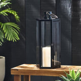 ZUN FRANK 23"H STAINLESS STEEL LANTERN 72191.00BLK