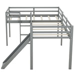 ZUN L-Shaped Twin Size Loft Bed with Ladder and Slide, Gray 14675861