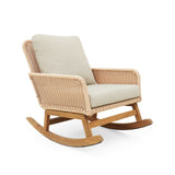 Contemporary Minimalist Beige Wicker Rocking Chair with Soft Polyester Cushions and Durable Wooden N767P229004N