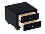 Elegant Velvet Nightstand with 2 Drawers and Crystal Handle, Storage Bedside Table with 94999948