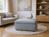 Dark Gray Corduroy Upholstered Ottoman with Black Round Rubber Feet 634343cm, Hidden 67751678