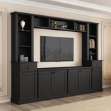 ZUN Minimalist Entertainment Wall Unit Set Bridge for TVs Up to 75'', Ample Storage Space TV Stand 57786157