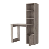 ZUN Broadmoor Computer Desk with 4-Tier Bookcase and 1-Door Cabinet Gray B062111730