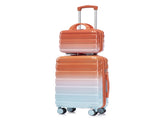 14"/20" 2 pcs/set in PC Spinner Wheel Luggage, Carry on Suitcase, With Gradient Color and W2787P400870