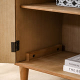 Rustic Hand-Carveden 2-Door Cabinet Boho Accent Storage Cabinet with Floral Design, Solid W2729P239174