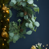 2PCS Set Christmas Wreath Eucalyptus Candle Rings 14.2in Green Artificial plants Home Door Decor 64144945