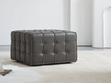 17.32''W Genuine Leather Tufted Ottoman,Footstool for Living Room & Bedroom,Grey Color W579P354656
