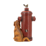 ZUN 16.2x11x26.8" Red Fire Hydrant Water Fountain with Dog Bird Accents, Outdoor Fountian with Light W2078P178884