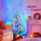 4FT Sliver Pre-Lit Artificial Christmas Tree, Hinged Full Tree with Metal Stand, 400 Branch Tips, 97863431