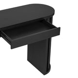 U_Style 59-inch Long Console Table,Oak Veneer Sofa Table,Curved and Straight Line Design,Behind the N711P290711B