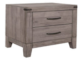 Brownish Gray Finish 1pc Nightstand Melamine Laminate 2x Drawers Dark Metal Hardware Bed Side Table B01152306