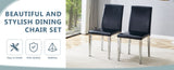 Four Black PU dining chairs,Silver Metal Legs.Simple and versatile, comfortable and accompanied. W1151P269018