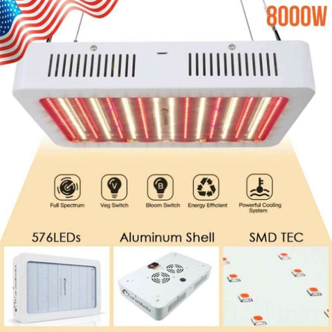 ZUN 8000W LED Grow Light Full Spectrum For Hydroponic Veg Flower Plant Lamp Panel 71352662