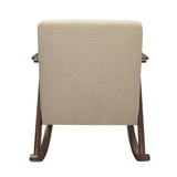 Modern Home Furniture 1pc Rocking Chair Light Brown Fabric Upholstered Dark Walnut Finish Wood B011P255255