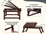 Adjustable Bamboo Laptop Bed Tray with Storage Drawer, 4 Tilt Angles 9"-11.5" Height Foldable Lap 32512780