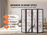 4-Panel Japanese Room Divider Screen, Wooden Folding Privacy Screen for Indoor Use, Portable 56031541