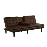 Futon Sofa Bed Contemporary Style Brown Finish Convert Into Bed Biscuit Tufting Seat And Back Seat B2741P363837