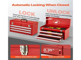 20.5-Inch Portable Metal Tool Box with 3 Drawers, Small Tool Chest Featuring EVA Liners, 12258662