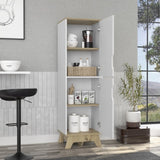 Rutherford 2-Door Pantry Cabinet Light Oak and White B06280045