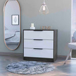 ZUN Smokey Oak and White 3-Drawer Dresser B06280496