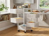 5-Tier Rotating Kitchen Storage Cart, Metal Fruit Basket with Wheels, 39349582