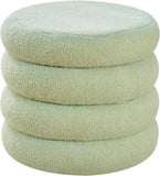 Round Storage Ottoman, Modern Sherpa Footstool, Teddy Vanity Stool with Flip-Top 83555734