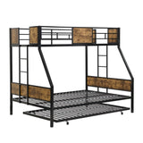Twin Over FULL Metal Bunk Bed with Trundle 2 - Side Ladder and Full-Length Guardrail, No Box Spring W311133419